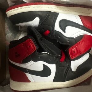 Jordan Kids Black, White, and Red Sneakers